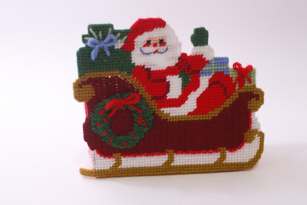 Santa Claus, Coaster Holder, Plastic Canvas, Christmas, Decor, ~ 260115-WH 899